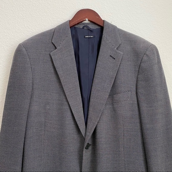 Giorgio Armani Borgonuovo 21 Navy Patterned Blazer - Picture 3 of 14
